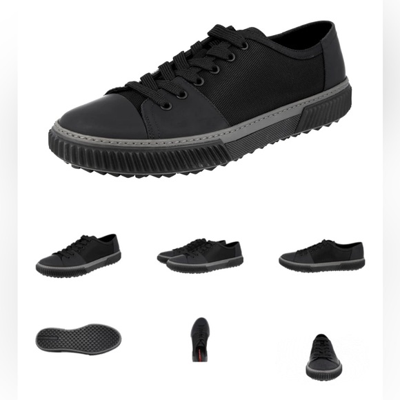 Prada Men's Black Leather Stratus Sneaker 4E3058 NIB size 6.5 - Picture 8 of 10